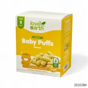 Love Earth Organic Baby Puffs – Banana (40g, 9+ Months)